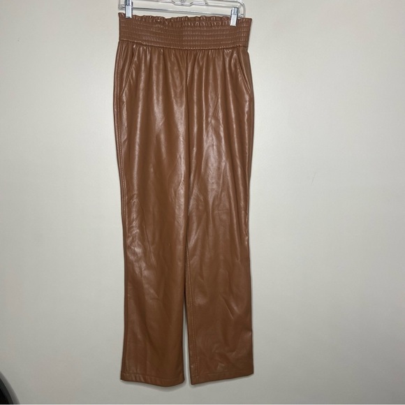 Joie Pants - Joie Faux Leather Brown Straight Leg Pants Sz M